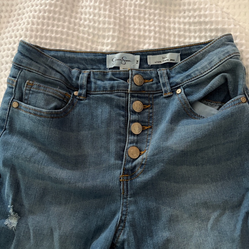 Jessica Simpson Medium Blue High-Rise Button-Fly Jeans